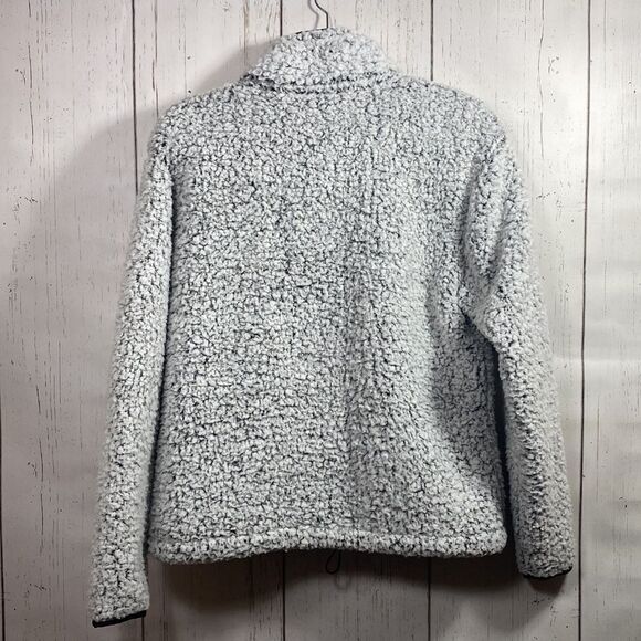Victorias Secret PINK Sherpa Quarter-Zip Pullover Light Gray Fleece Sweatshirt - Picture 16 of 16